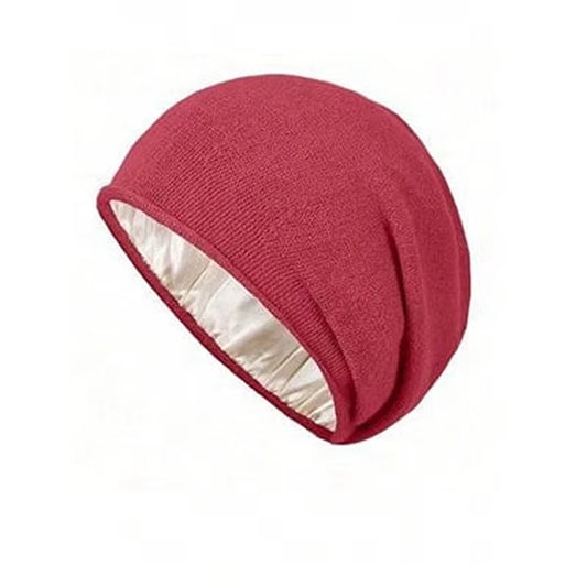 Unisex Satin Lined anti Static Knitted Hat for Women Winter Silk Lining Slouchy Wool Blend Warm Cuffed Skullies 2Layer Beanies